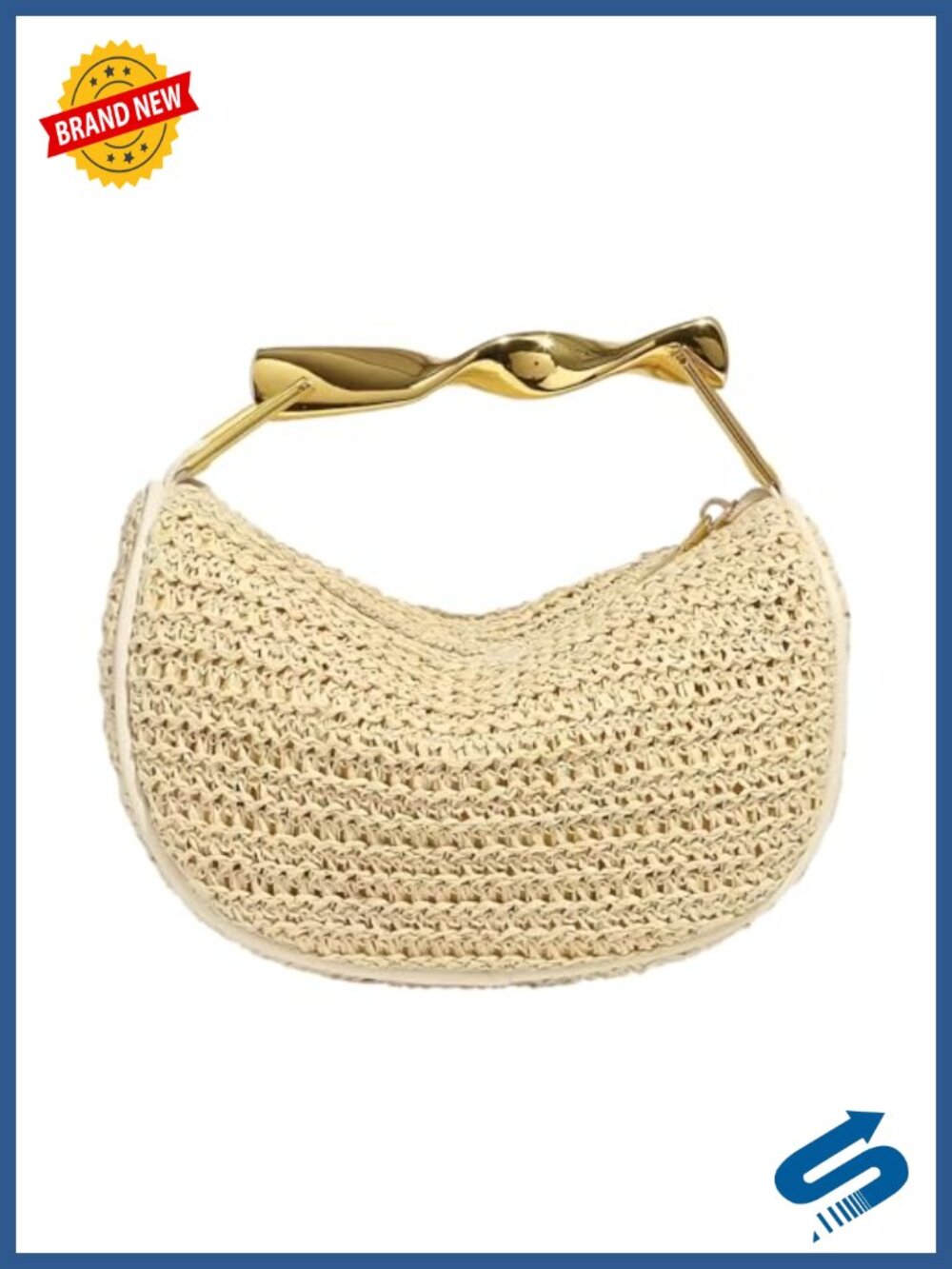 Handwoven Straw Mini Clutch Crossbody Bag Woven Evening Purse